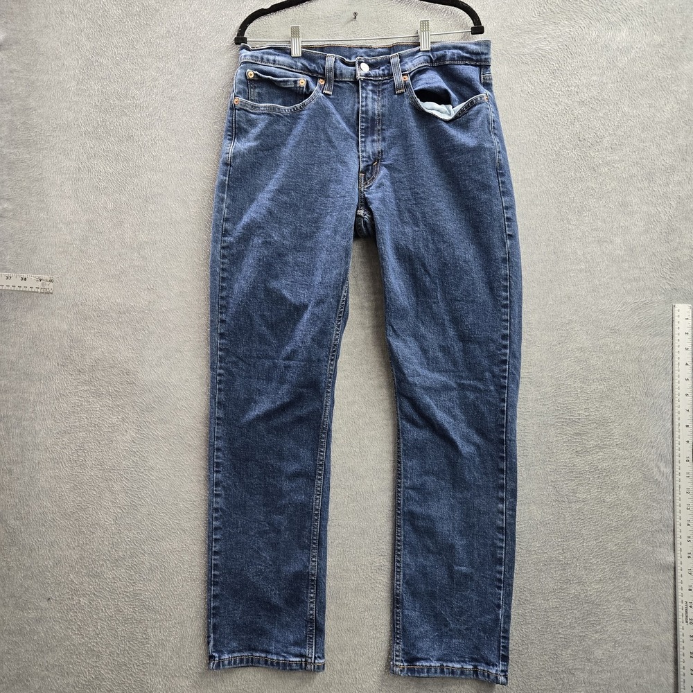 Levi's 514 Men Jeans 34X32 Blue Denim Straight Fit Button 30" Inseam